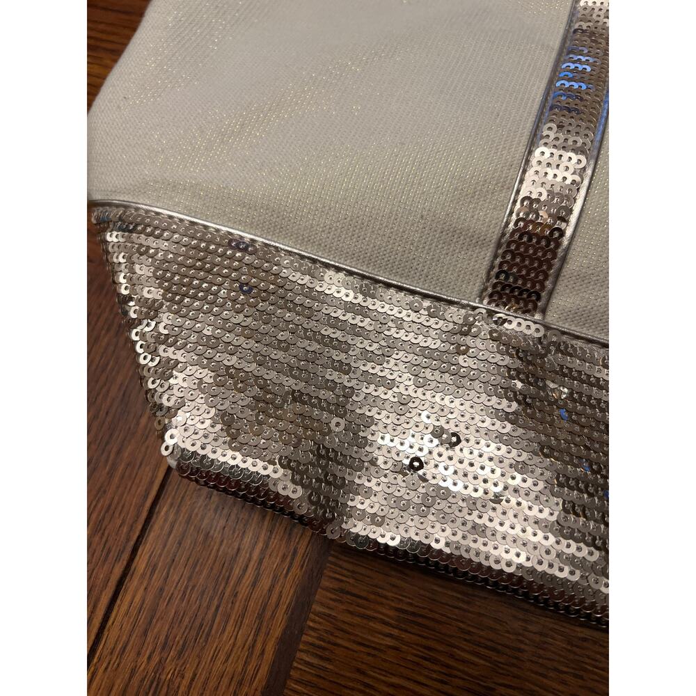 VS Victoria’s Secret Large Silver Sequin Canvas Tote Bag - Picture 7 of 13